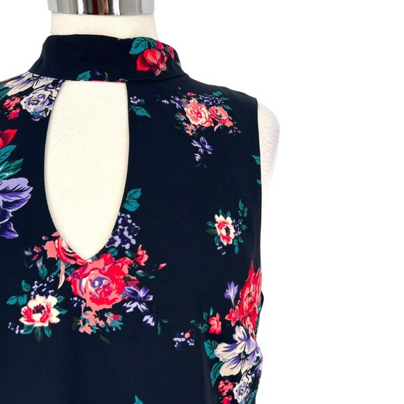 Skies Are Blue Floral Keyhole Sleeveless Dress Size Large Black Multicolor - Picture 3 of 12